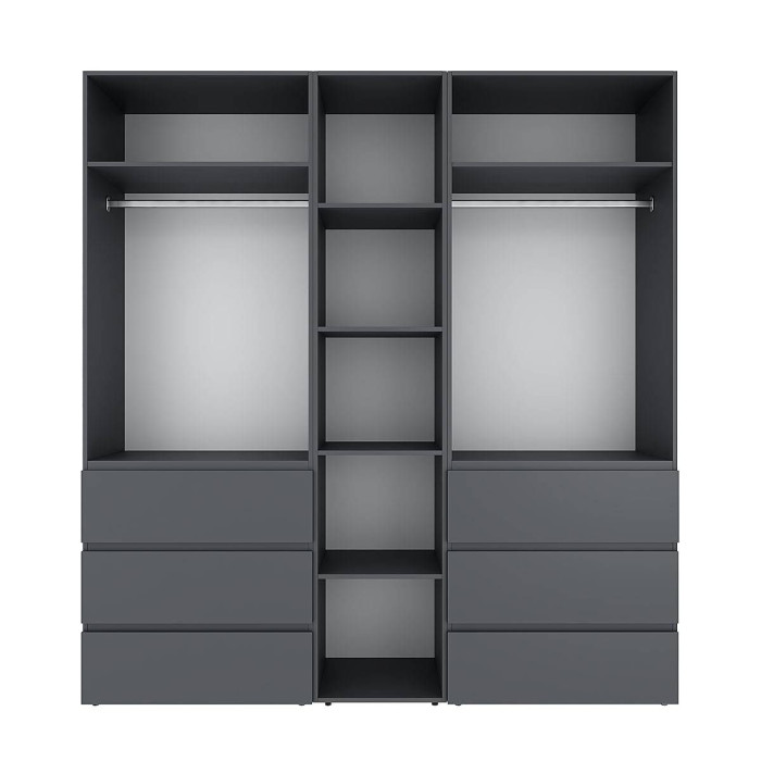 5-door wardrobe with 6 drawers Averon №3 200x220x50 cm Graphite