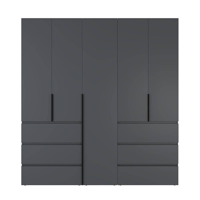5-door wardrobe with 6 drawers Averon №3 200x220x50 cm Graphite