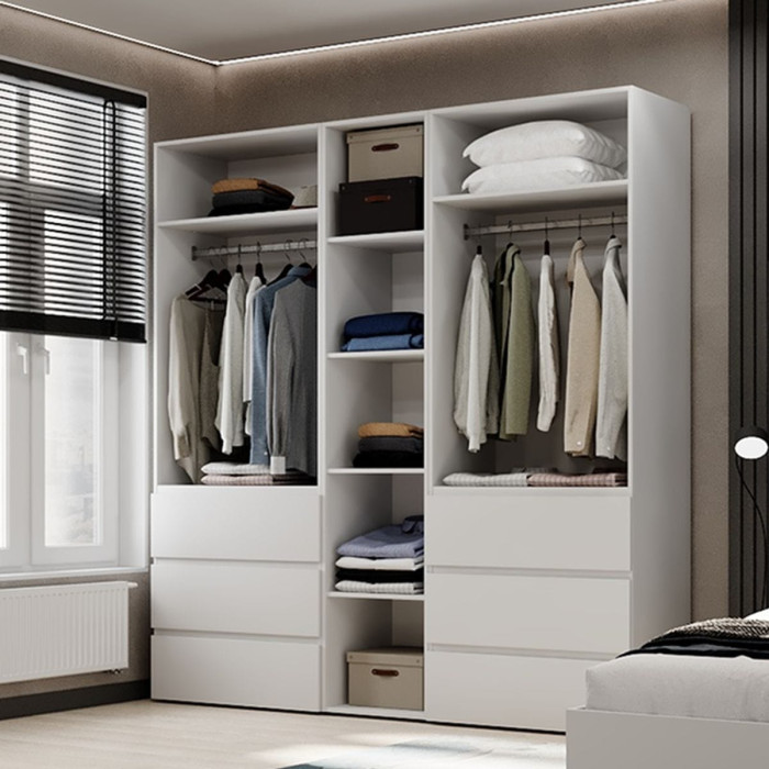 5-door wardrobe with 6 drawers Averon №3 200x220x50 cm White