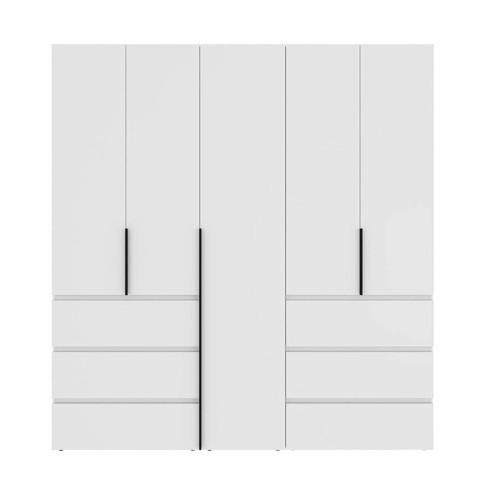 5-door wardrobe with 6 drawers Averon №3 200x220x50 cm White