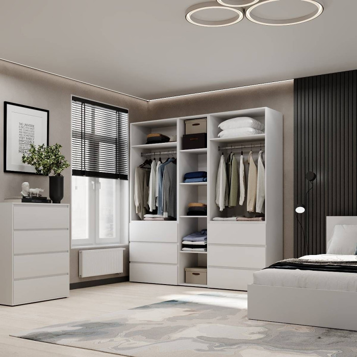 5-door wardrobe with 6 drawers Averon №3 200x220x50 cm White