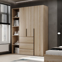 3-door wardrobe with 3 drawers and 5 shelves Averon №8 160x220x50 cm Sonoma Oak
