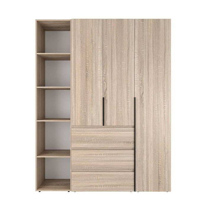3-door wardrobe with 3 drawers and 5 shelves Averon №8 160x220x50 cm Sonoma Oak