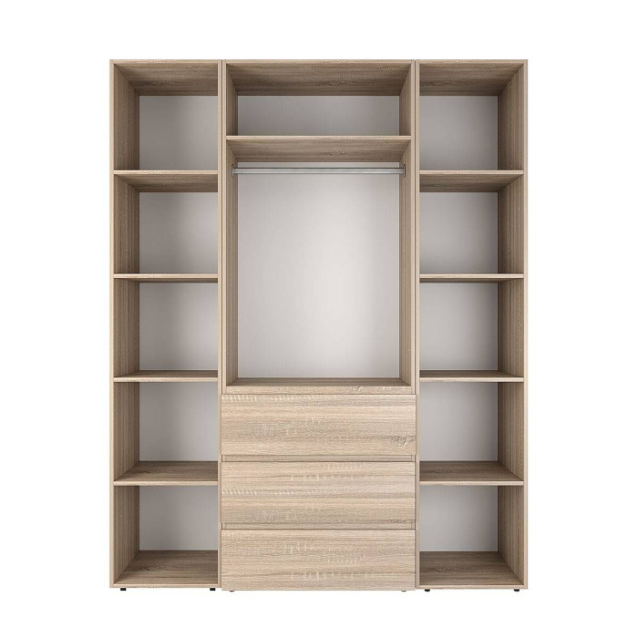 3-door wardrobe with 3 drawers and 5 shelves Averon №8 160x220x50 cm Sonoma Oak