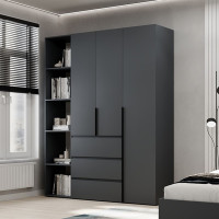 3-door wardrobe with 3 drawers and 5 shelves Averon №8 160x220x50 cm Graphite