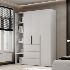 3-door wardrobe with 3 drawers and 5 shelves Averon №8 160x220x50 cm White