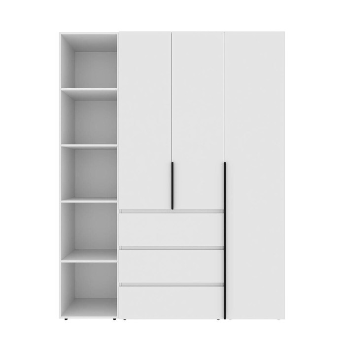 3-door wardrobe with 3 drawers and 5 shelves Averon №8 160x220x50 cm White