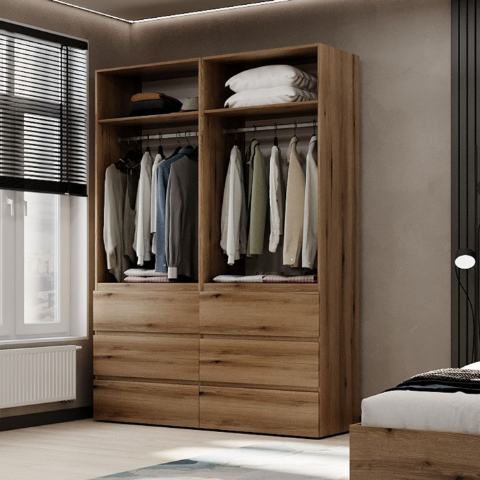 4-door wardrobe with 6 drawers Averon №10 160x220x50 cm Oak Evoke Coast