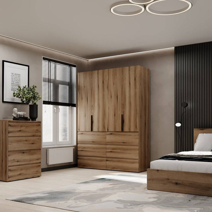 4-door wardrobe with 6 drawers Averon №10 160x220x50 cm Oak Evoke Coast