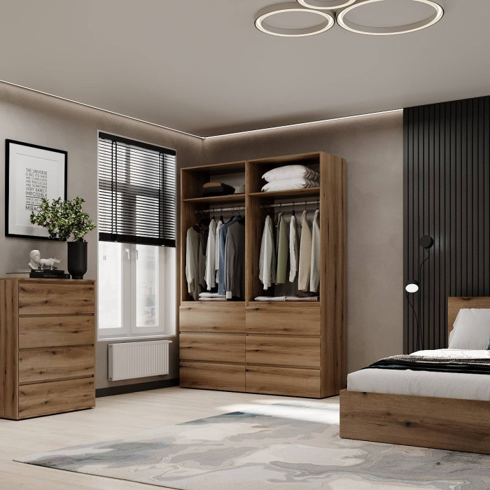 4-door wardrobe with 6 drawers Averon №10 160x220x50 cm Oak Evoke Coast
