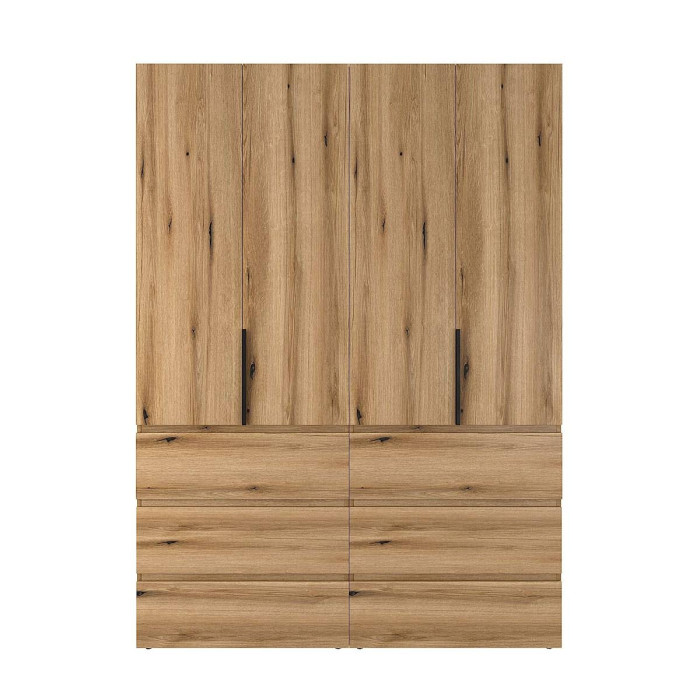 4-door wardrobe with 6 drawers Averon №10 160x220x50 cm Oak Evoke Coast