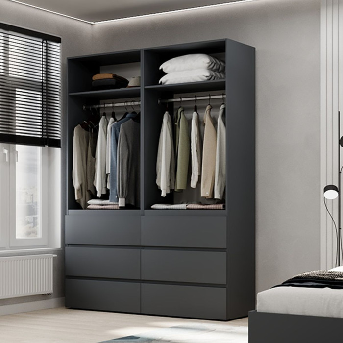 4-door wardrobe with 6 drawers Averon №10 160x220x50 cm Graphite