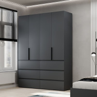 4-door wardrobe with 6 drawers Averon №10 160x220x50 cm Graphite