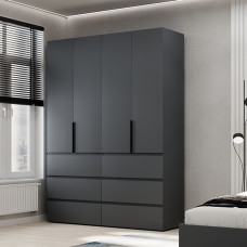 4-door wardrobe with 6 drawers Averon №10 160x220x50 cm Graphite