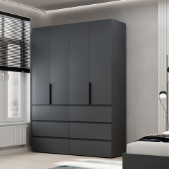 4-door wardrobe with 6 drawers Averon №10 160x220x50 cm Graphite