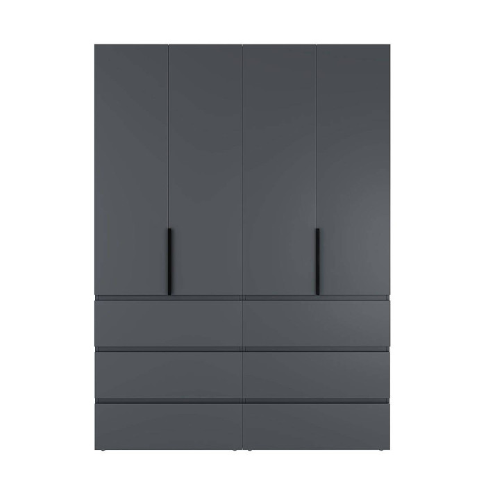 4-door wardrobe with 6 drawers Averon №10 160x220x50 cm Graphite