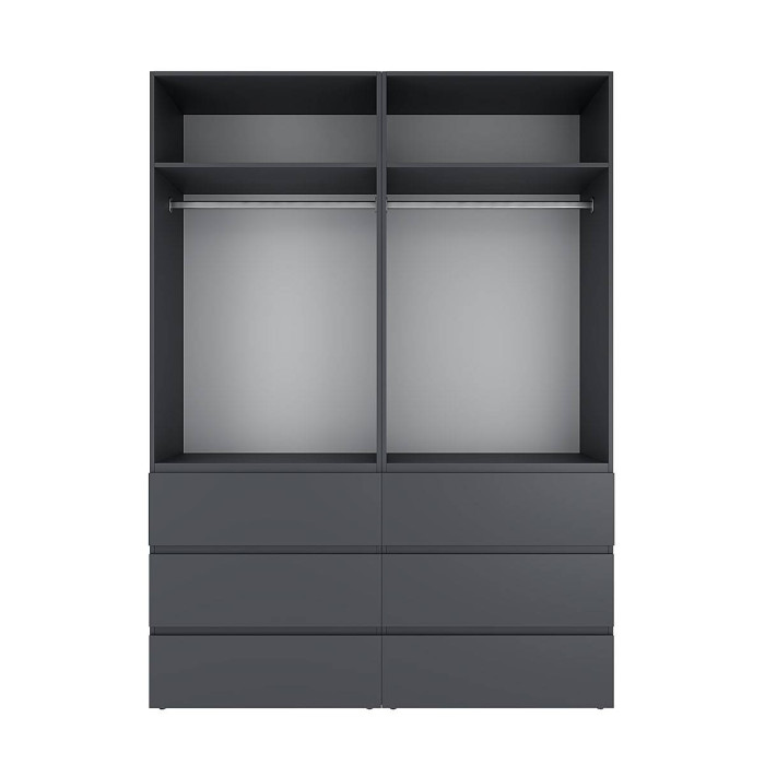 4-door wardrobe with 6 drawers Averon №10 160x220x50 cm Graphite