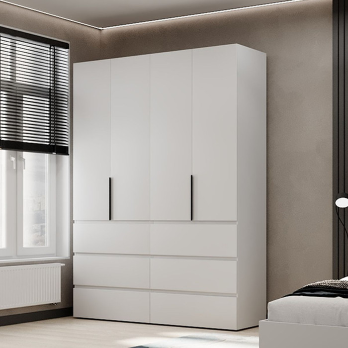 4-door wardrobe with 6 drawers Averon №10 160x220x50 cm White