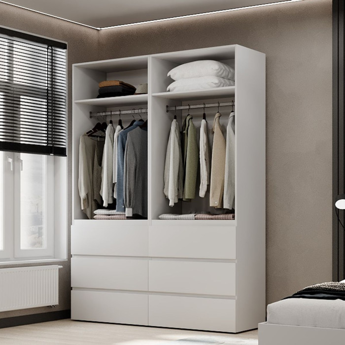 4-door wardrobe with 6 drawers Averon №10 160x220x50 cm White