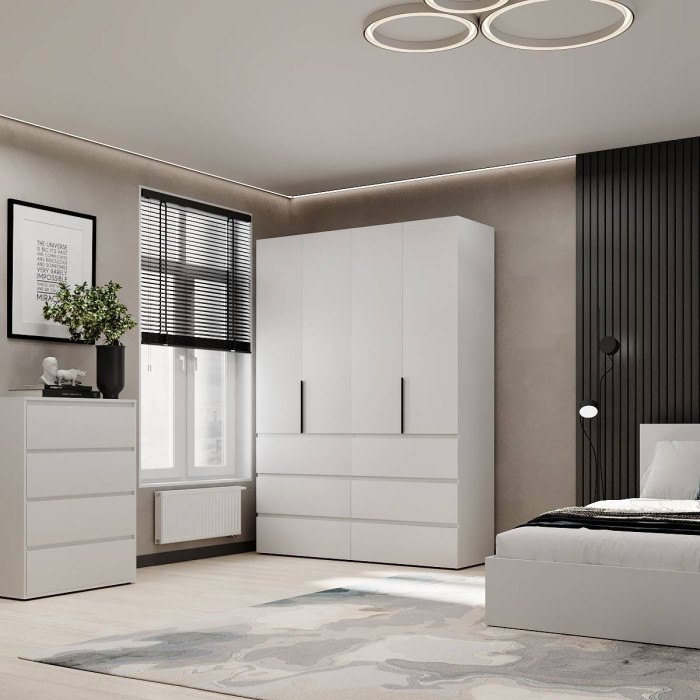 4-door wardrobe with 6 drawers Averon №10 160x220x50 cm White