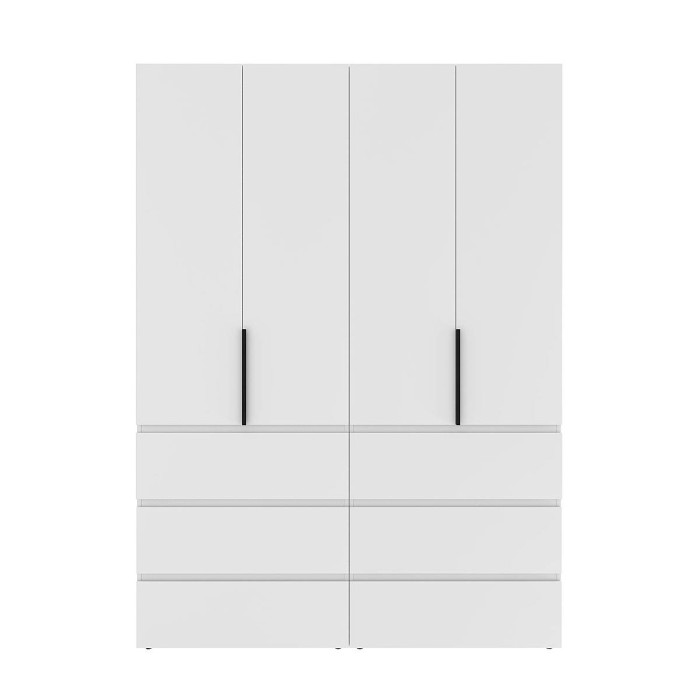 4-door wardrobe with 6 drawers Averon №10 160x220x50 cm White