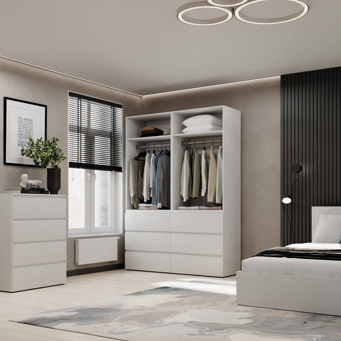 4-door wardrobe with 6 drawers Averon №10 160x220x50 cm White
