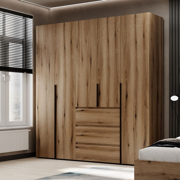 5-door wardrobe with 3 drawers Averon №4 200x220x50 cm Oak Evoke Coast