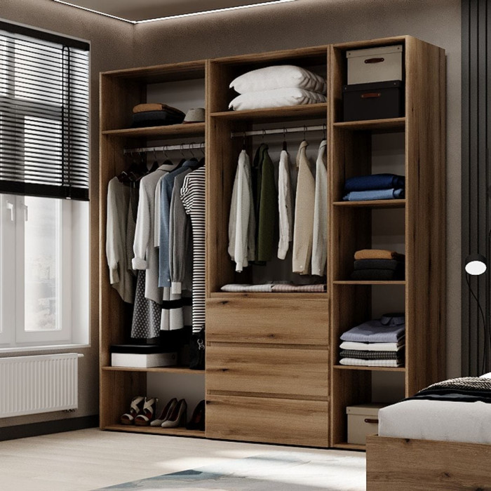 5-door wardrobe with 3 drawers Averon №4 200x220x50 cm Oak Evoke Coast