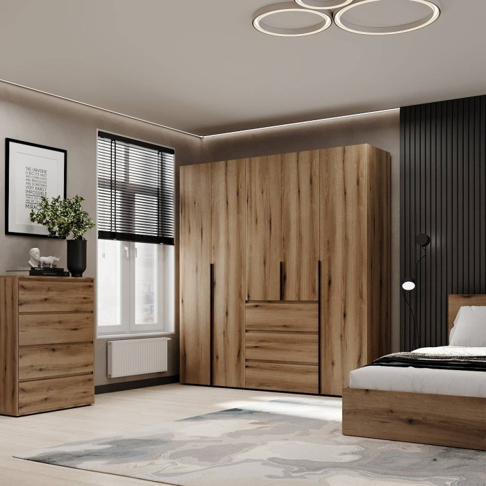 5-door wardrobe with 3 drawers Averon №4 200x220x50 cm Oak Evoke Coast