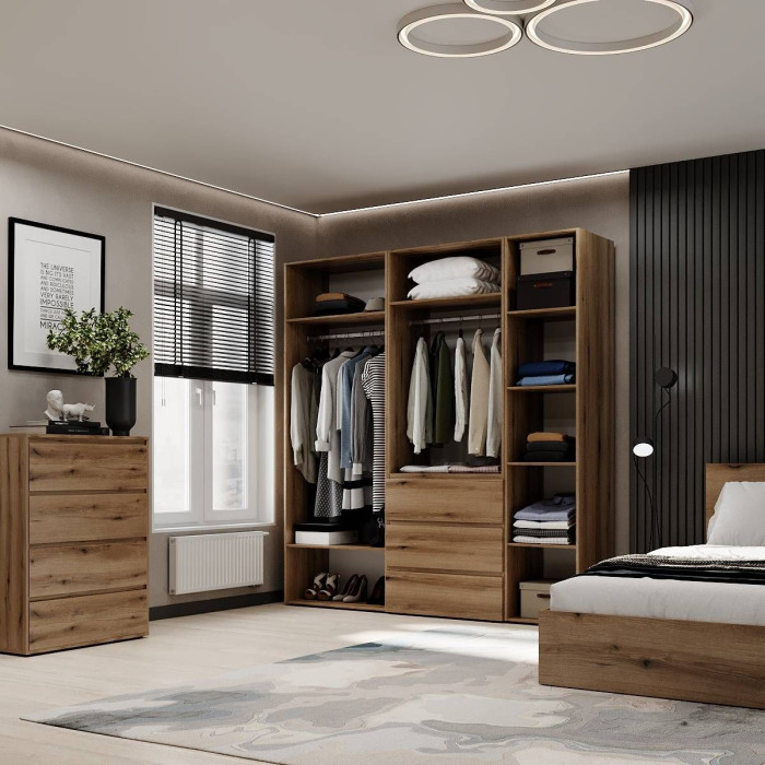 5-door wardrobe with 3 drawers Averon №4 200x220x50 cm Oak Evoke Coast