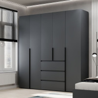 5-door wardrobe with 3 drawers Averon №4 200x220x50 cm Graphite