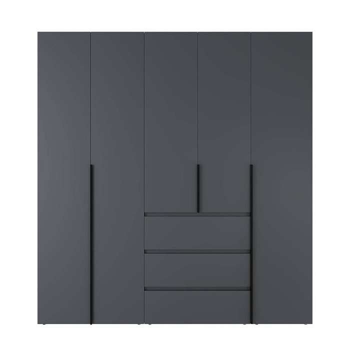 5-door wardrobe with 3 drawers Averon №4 200x220x50 cm Graphite