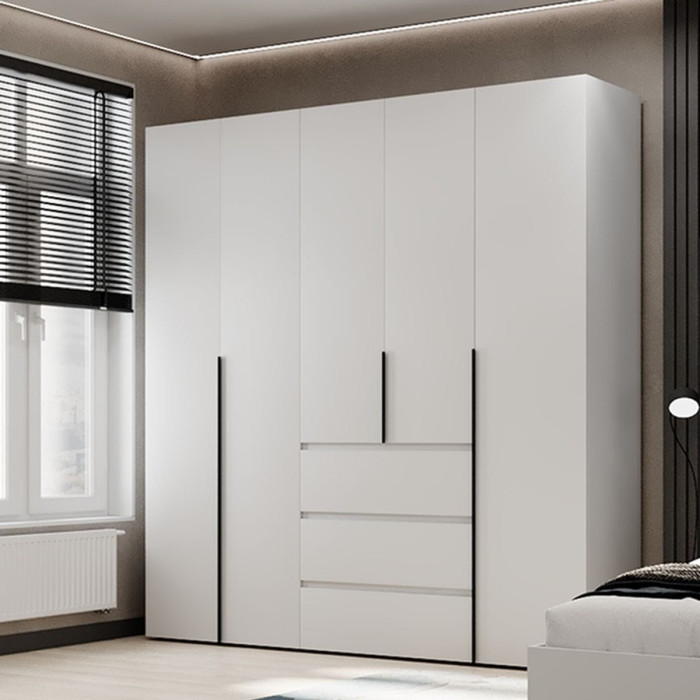 5-door wardrobe with 3 drawers Averon №4 200x220x50 cm White