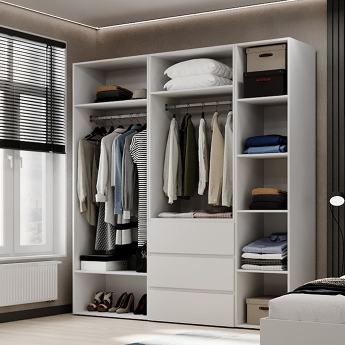5-door wardrobe with 3 drawers Averon №4 200x220x50 cm White