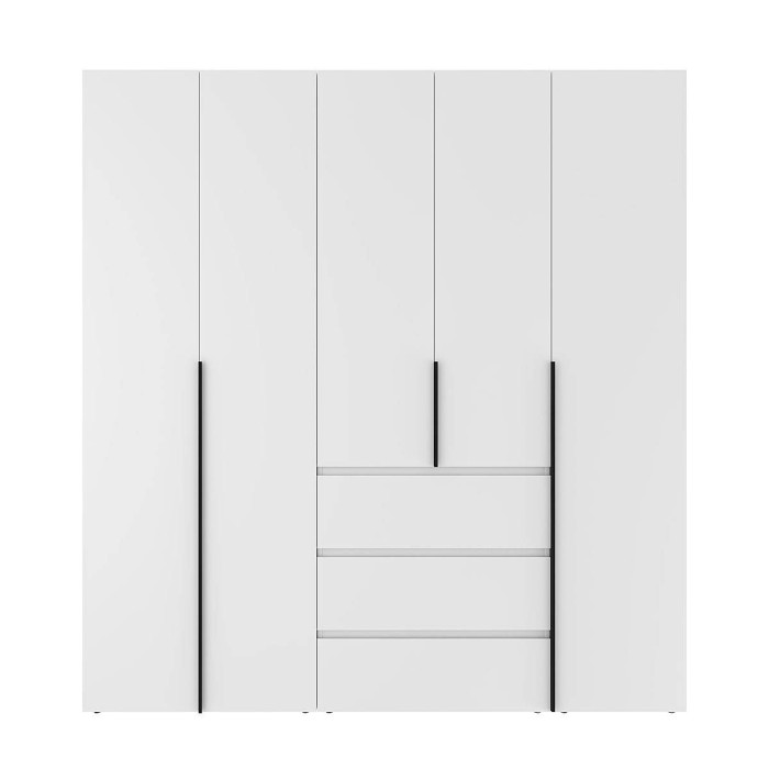 5-door wardrobe with 3 drawers Averon №4 200x220x50 cm White