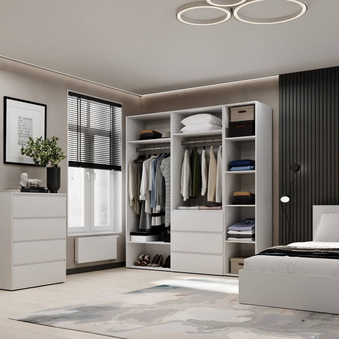 5-door wardrobe with 3 drawers Averon №4 200x220x50 cm White