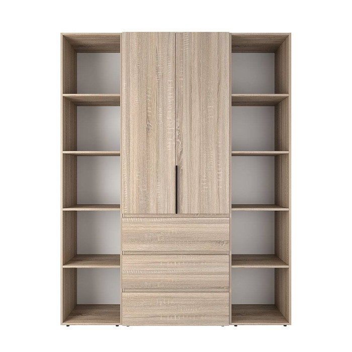 2-door wardrobe with 3 drawers and 10 shelves Averon №9 160x220x50 cm Sonoma Oak