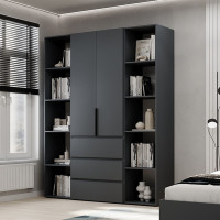 2-door wardrobe with 3 drawers and 10 shelves Averon №9 160x220x50 cm Graphite