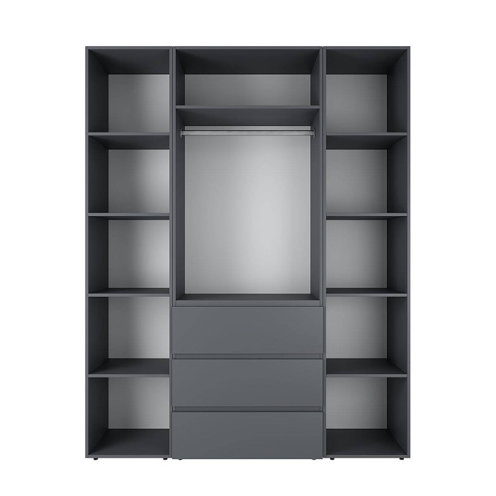 2-door wardrobe with 3 drawers and 10 shelves Averon №9 160x220x50 cm Graphite