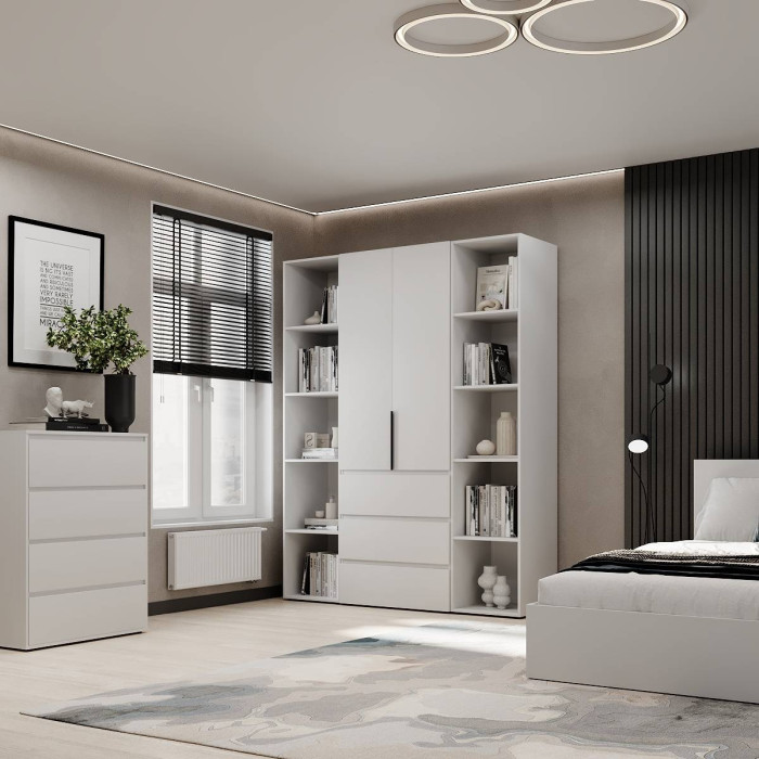 2-door wardrobe with 3 drawers and 10 shelves Averon №9 160x220x50 cm White
