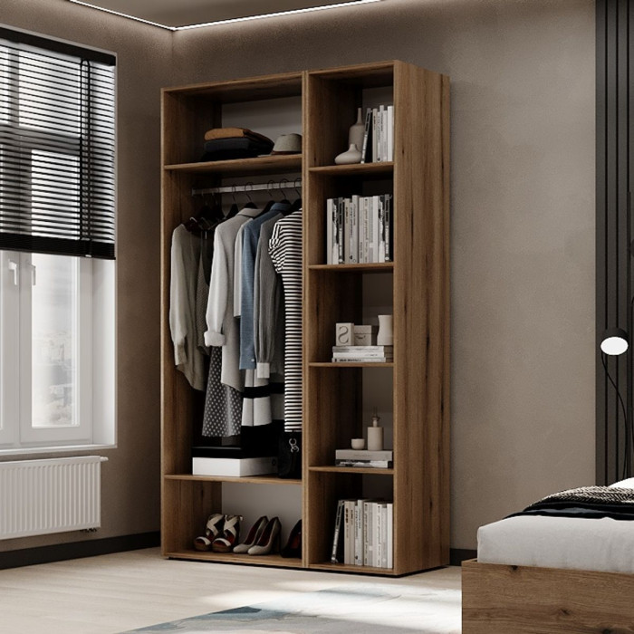 2-door wardrobe with 5 shelves Averon №11 120x220x50 cm Oak Evoke Coast