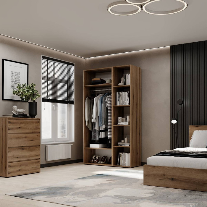 2-door wardrobe with 5 shelves Averon №11 120x220x50 cm Oak Evoke Coast