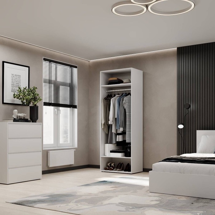 2-door wardrobe with clothes rail Averon №21 80x220x50 cm White