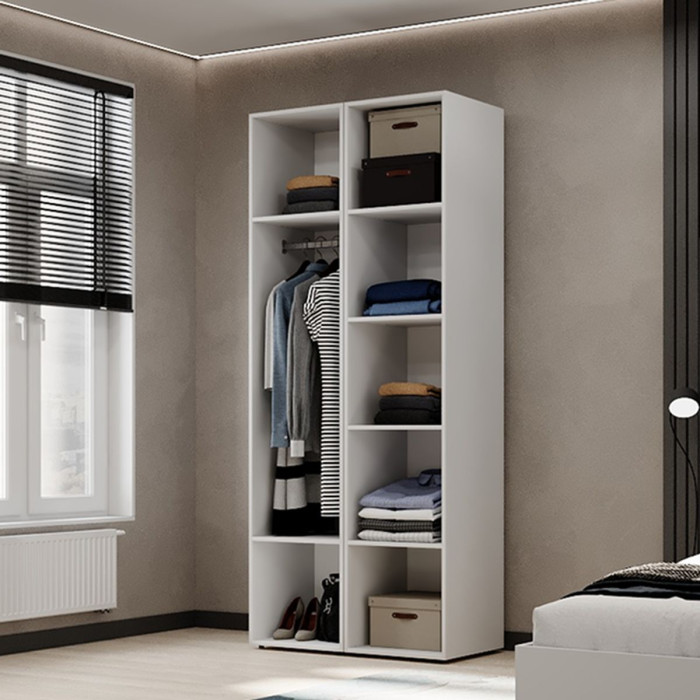 2-door wardrobe with hanging rail and shelves Averon №13 80x220x50 cm White