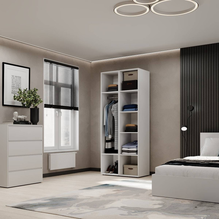 2-door wardrobe with hanging rail and shelves Averon №13 80x220x50 cm White