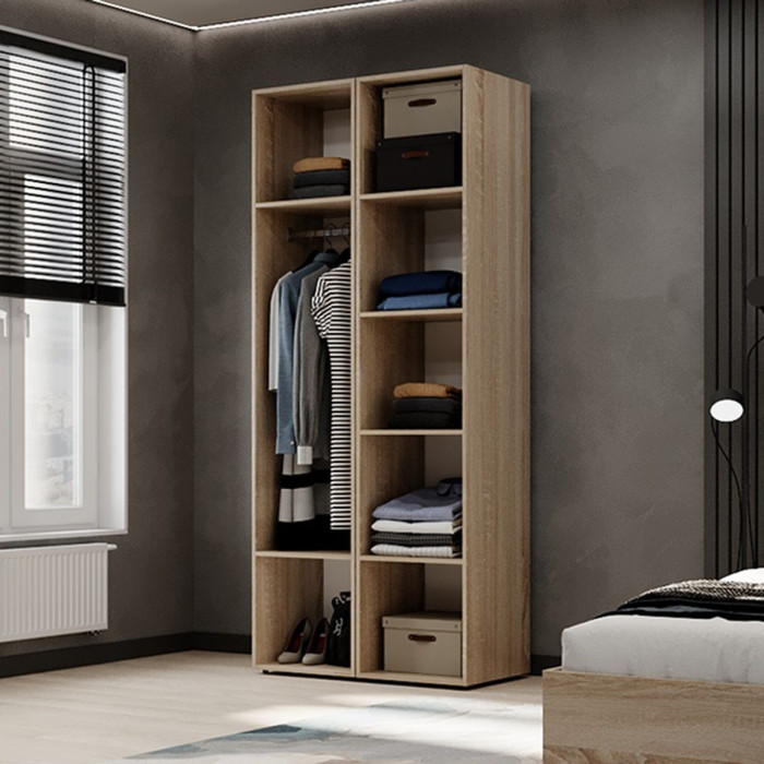 2-door wardrobe with hanging rail and shelves Averon №13 80x220x50 cm Sonoma Oak