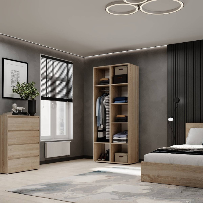 2-door wardrobe with hanging rail and shelves Averon №13 80x220x50 cm Sonoma Oak