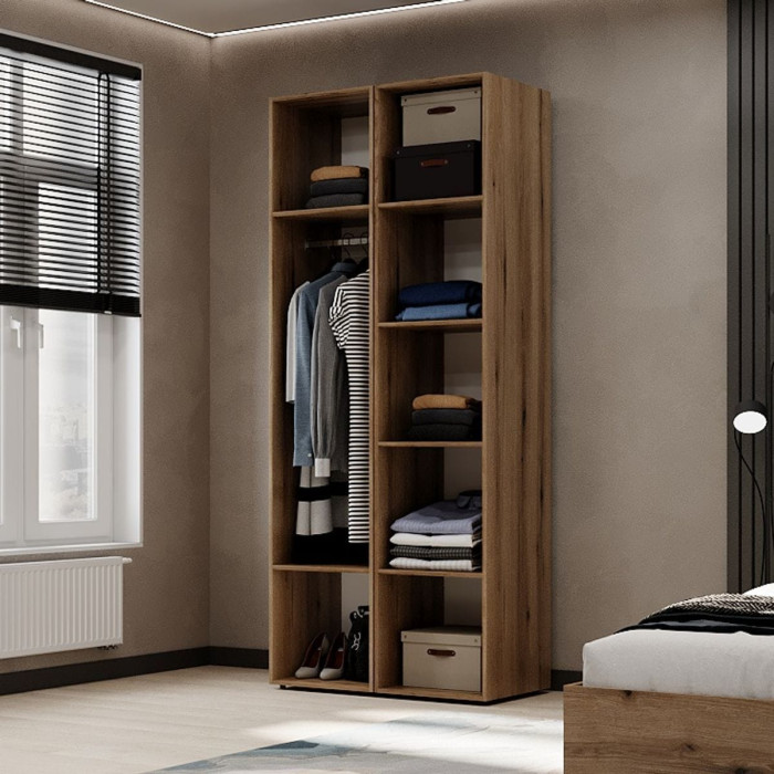 2-door wardrobe with hanging rail and shelves Averon №13 80x220x50 cm Oak Evoke Coast