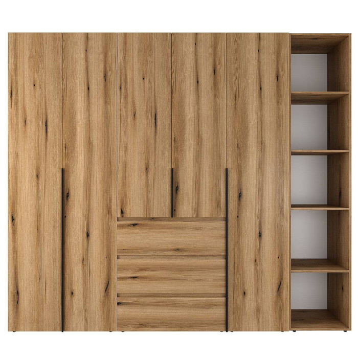 5-door wardrobe with 3 drawers and 5 shelves Averon №14 240x220x50 cm Oak Evoke Coast