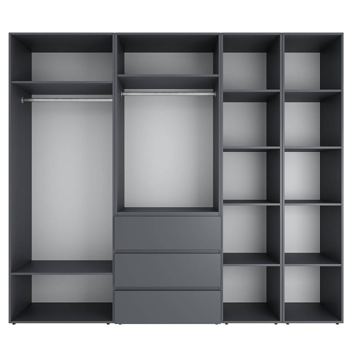 5-door wardrobe with 3 drawers and 5 shelves Averon №14 240x220x50 cm Graphite